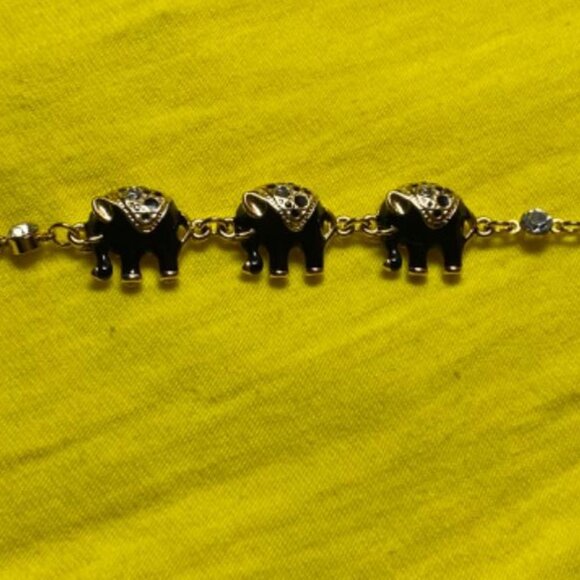Neiman Marcus Barzel 18k Gold Plated Elephant Black Eternal Bracelet - Picture 4 of 5